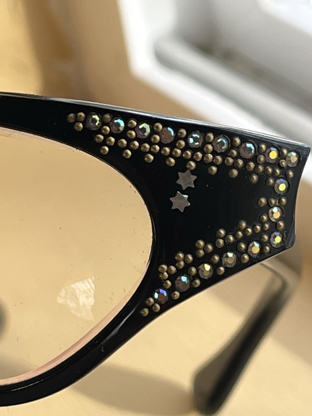 Vintage Black Cat Eye Glasses With Rhinestones - image 8