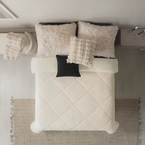 BEIGE COLOR BLANKET WITH SHERPA VERY SOFTY THICK AND WARM KING  SIZE - Picture 3 of 5