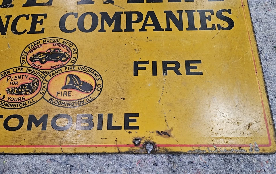 稀有老式州农场救生员消防亲笔签名保险瓷标志很难找到 — 第 2/4 张图片