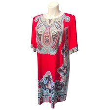 Studio I Mutli Color Shift Dress Paisley Pattern Three Quarter Sleeves Size 18W