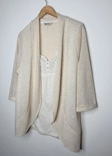 M S Women's Cardigan Beige Size 22 With With Built In Top White