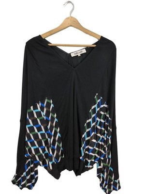 DIANE VON FURSTENBERG Oversized Bluse Damen Bluse Gr. DE 36 blau-grün-schwarz
