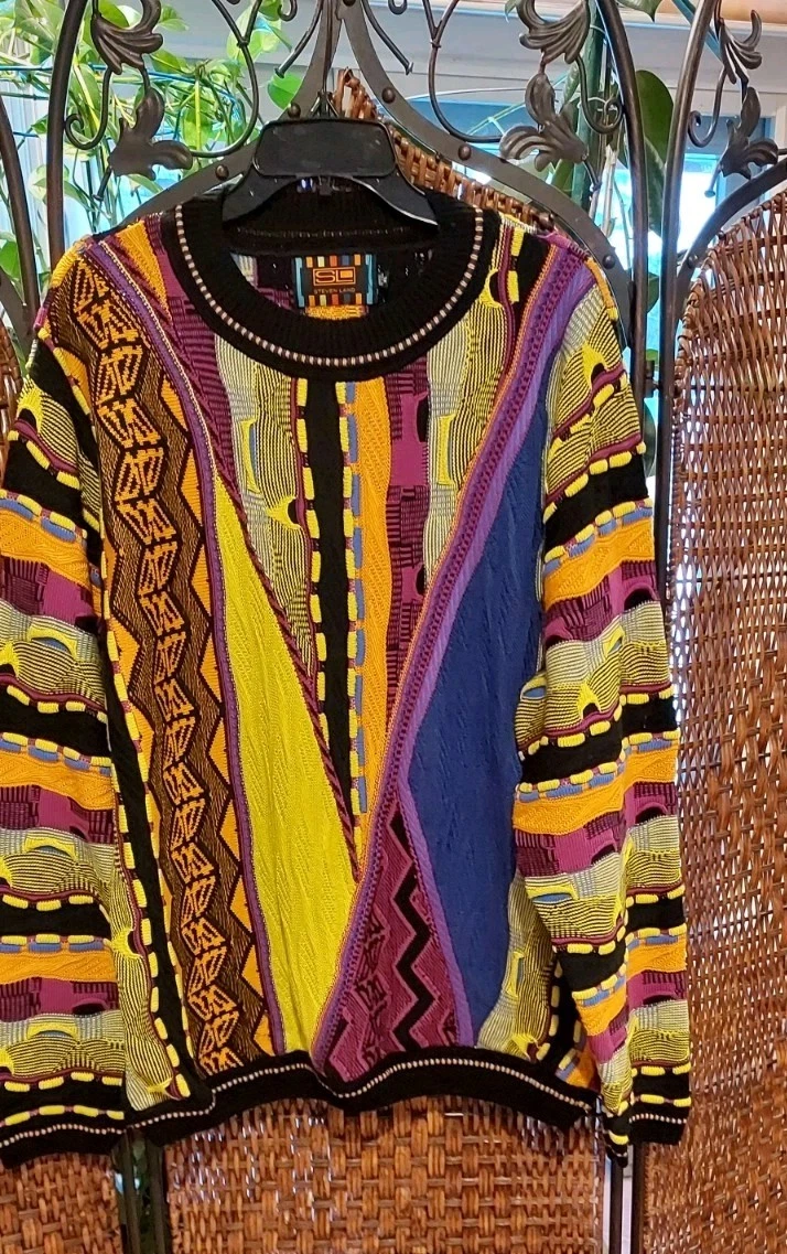 Steven Land Textured Rainbow 3D Knit Sweater