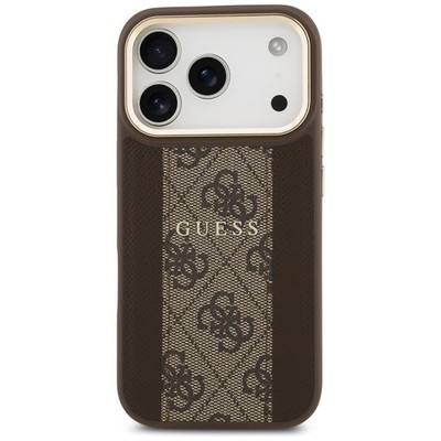 Guess iPhone 17 Pro MagSafe Hülle Case Cover 4G Classic Logo Gold Frame Stripe