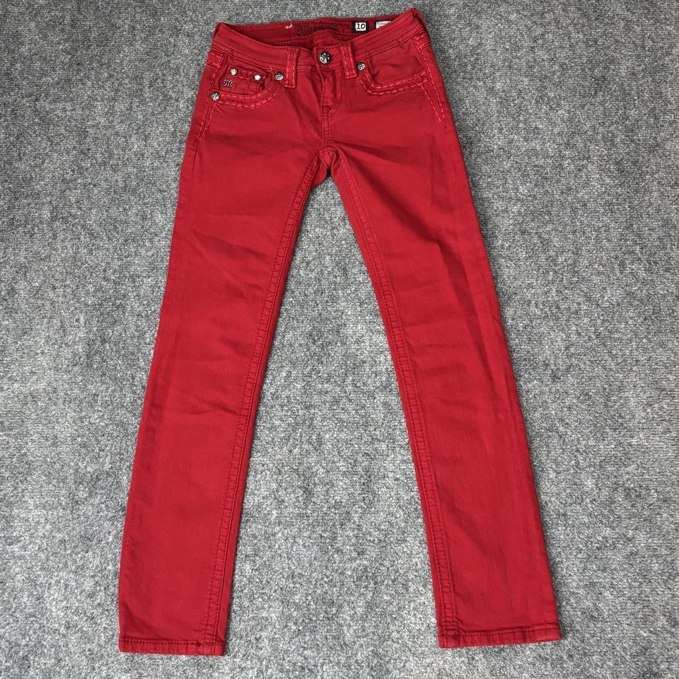 Miss Me джинсы девочек 10 рубиновый красный узкие брюки украшенные карманы эластичной молодежи - Изображение 3 из 4