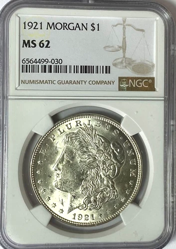 1921 $1 Morgan Silver Dollar MS62 NGC Philadelphia Uncirculated