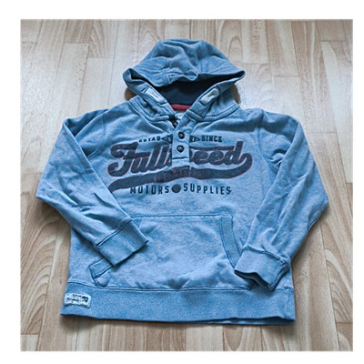C&A Kapuzenpullover Jungen 134 Hellblau Langarm Henley Motorsport Hoodie