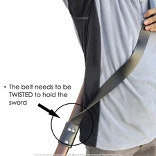 Medieval Baldric Sword Belt Back Hanger Adjustable Frog with Laces Black Leather