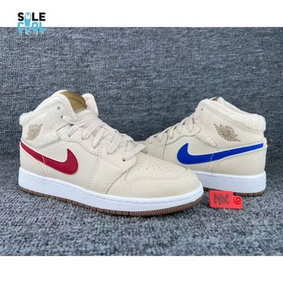 Nike Air Jordan 1 AJ1 Mid GS Fleece Pearl White Shoes DO2207-264