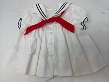 Vintage Baby Sailor Collar Dress White Red Blue