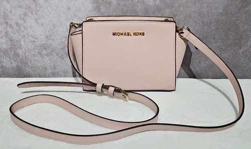 Michael Kors Selma Mini Crossbody Leder Satchel Clutch Tasche Soft Pink Saffiano - Bild 1 von 8