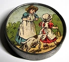 Rare Tin Dexterity Puzzle Balls Game LOTTERY 1920 Girls & Goat Geduldspiele #3