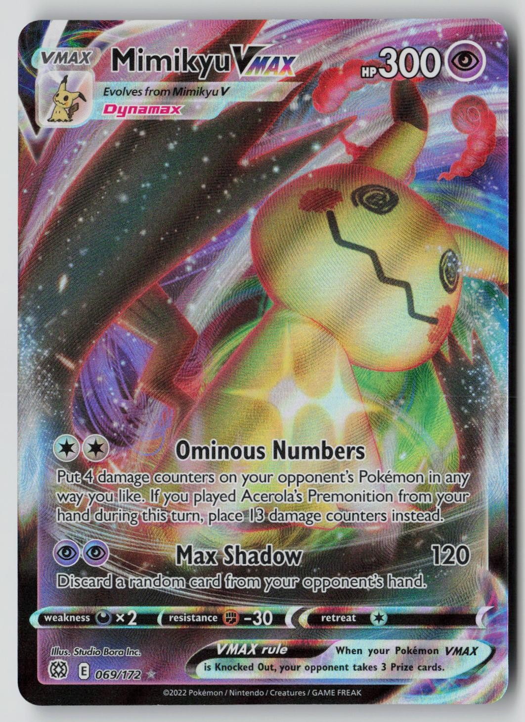 Mimikyu VMAX 069/172 Holo VMAX Rare Brilliant Stars Pokemon NM