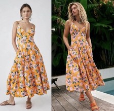 Free People Finer Things Midi Dress Tropical Floral Size Small