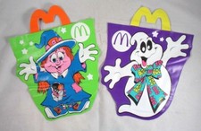 McDonalds Halloween Trick or Treat Bags 2 Witch Ghost Vinyl Vintage 1990