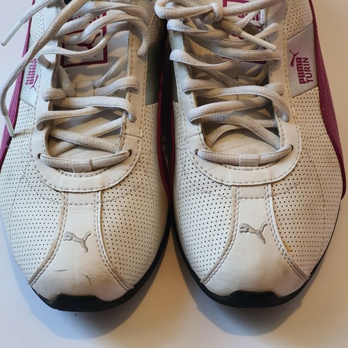 Puma Turin Schuhe Größe 8 Lauf Training Turnschuhe weiß lila Leder Mädchen - Bild 3 von 10