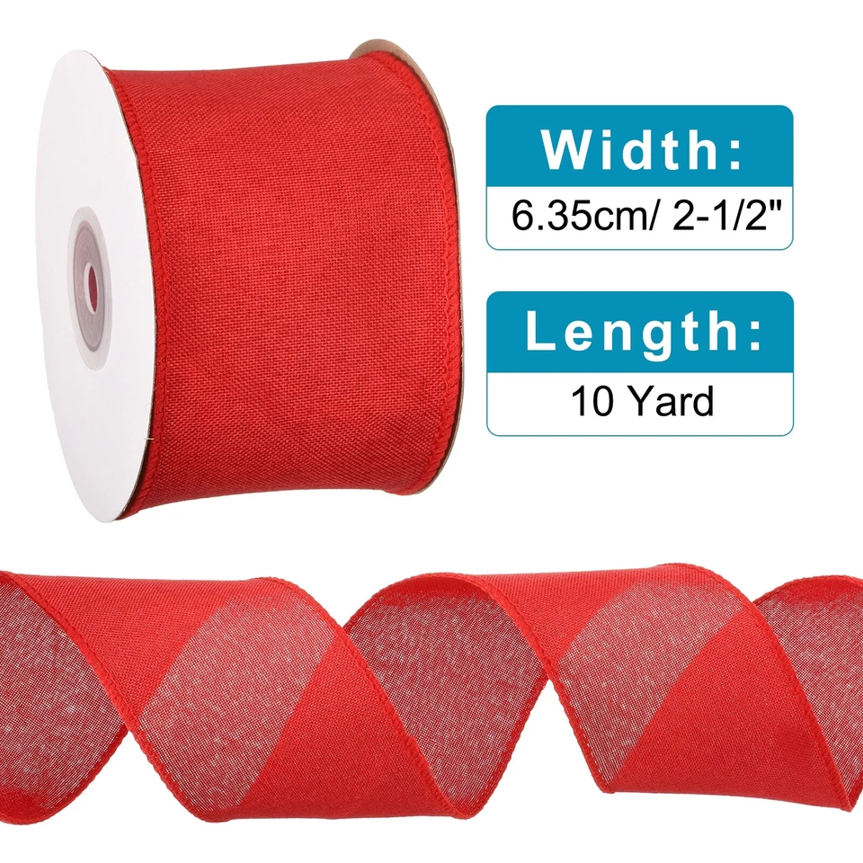 Fita de borda com fio 2-1/2 polegadas largura x 10 jardas estopa fita com fio vermelho escuro - Imagem 2 de 4