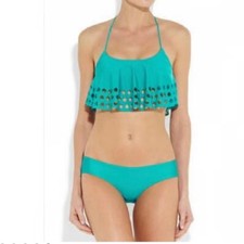 Zimmermann Clique Perforated Bandeau Tankini Two Piece Bathing Suit