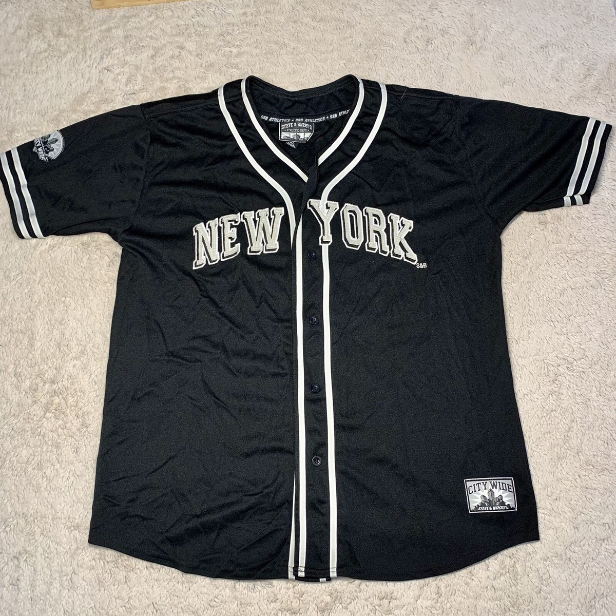 Black New York Baseball Jersey Steve And Barry's Athletic