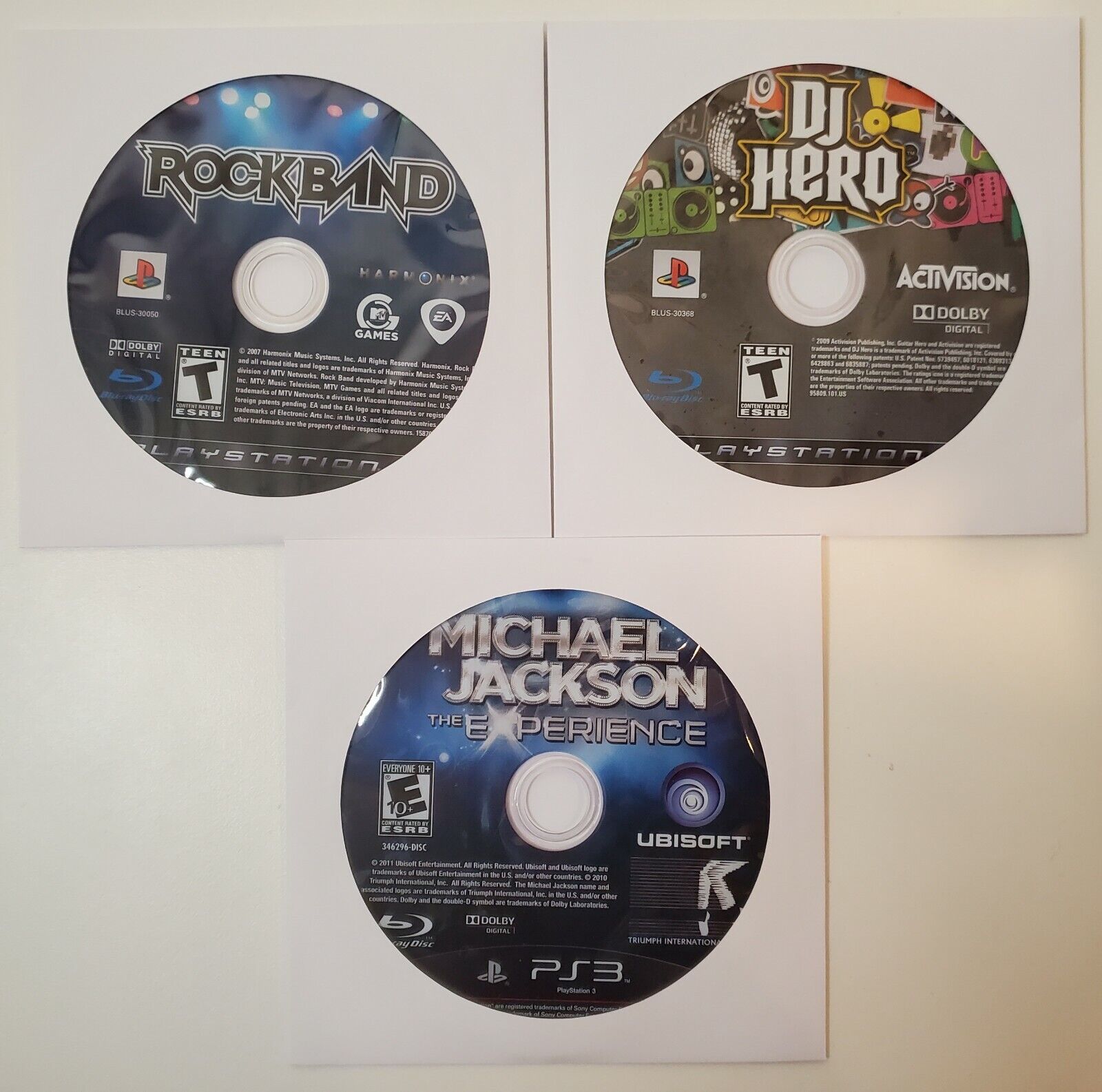 Playstation 3 PS3 Game Lot Of 3 DJ Hero Rockband Michael Jackson DISCS ONLY