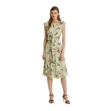 Lauren Ralph Lauren Floral Cap Sleeve Dress Sage Green Size 6 MSRP $145