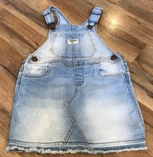 Oshkosh B'Gosh 3T DENIM OVERALL DRESS Bib Light Wash Jean Material Girls Toddler