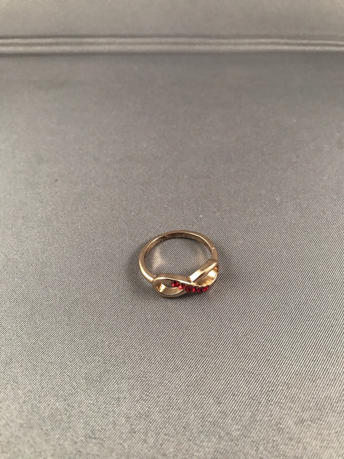 (1014)   Round Simulated Ruby Infinity Ring - image 3