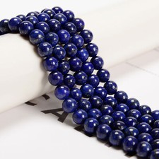 Natural Beautiful Lapis Lazuli Smooth Round Beads 6mm 8mm 10mm 12mm 15" Strand