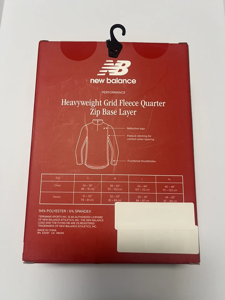 New Balance Grid Fleece Quarter Zip Base BLACK Top-Heavyweight Men SIZE LARGE - Image 3 of 3