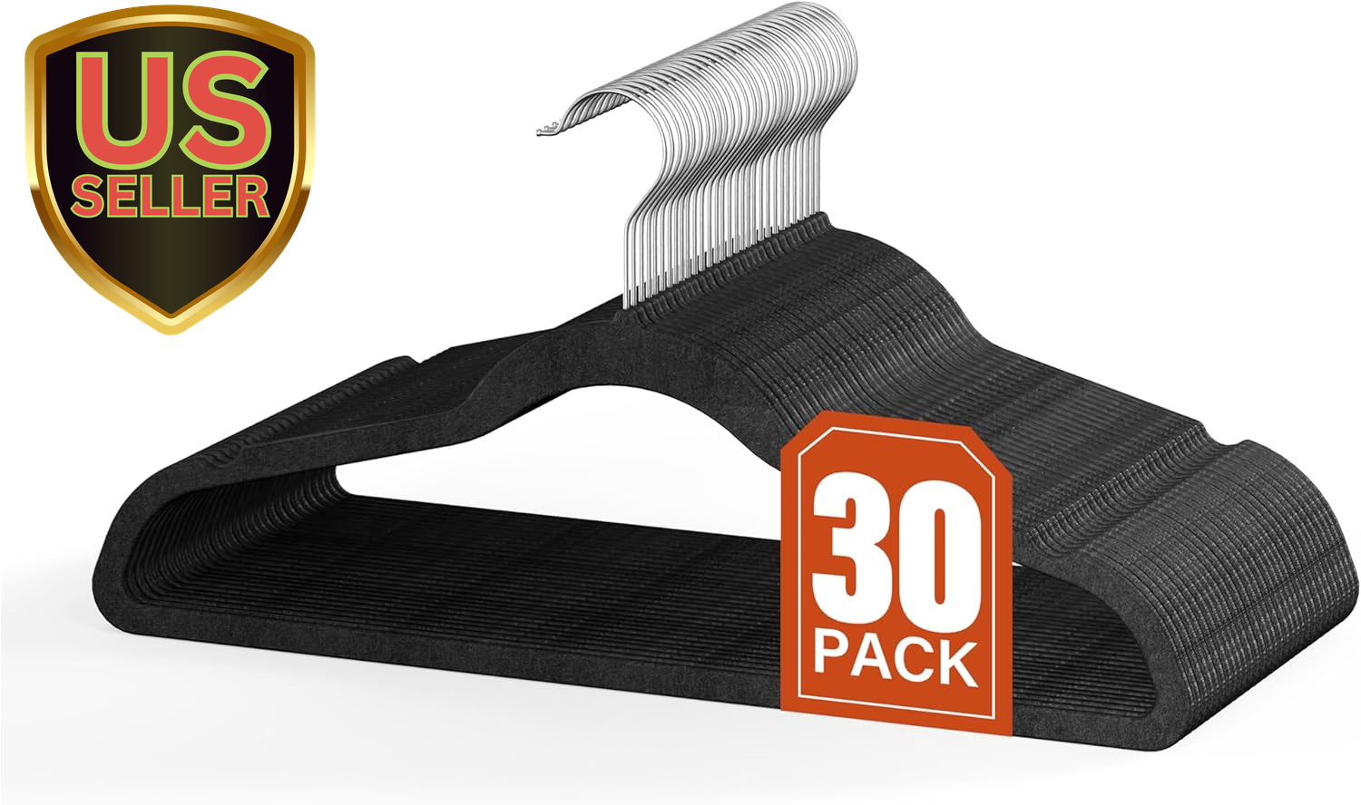 30 Pack Velvet Hangers - Non-Slip Space-Saving Clothes Hangers with Shoulder Grips-image