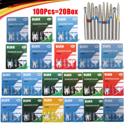 SEASKY 100Stück Dental-Diamantbohrer Diamond Bur für Hochgeschwindigkeits-Handstücke FG