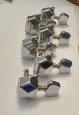 Vintage Inline Guitar Tuners Tuning Pegs w/ Chevron Buttons   6 Inline Set
