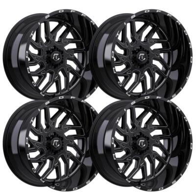 Set-4) TIS 544BM 20X12 8X170 -44mm Black Milled Wheels Rims 20