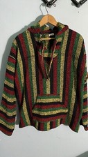 Mexican Poncho with Pockets Hood Size Large