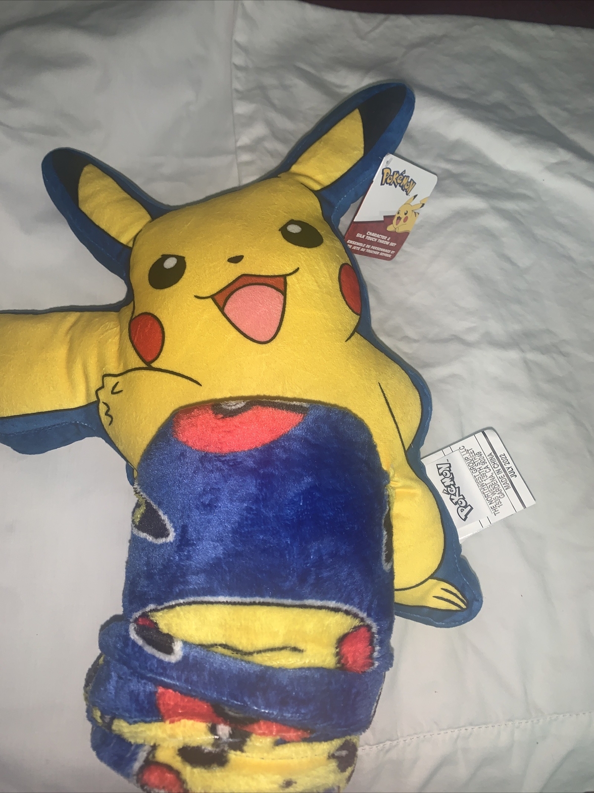 Pokemon Stuffed Plush Lightning Zap Character Hugger Pillow Silk Touch Throw Set