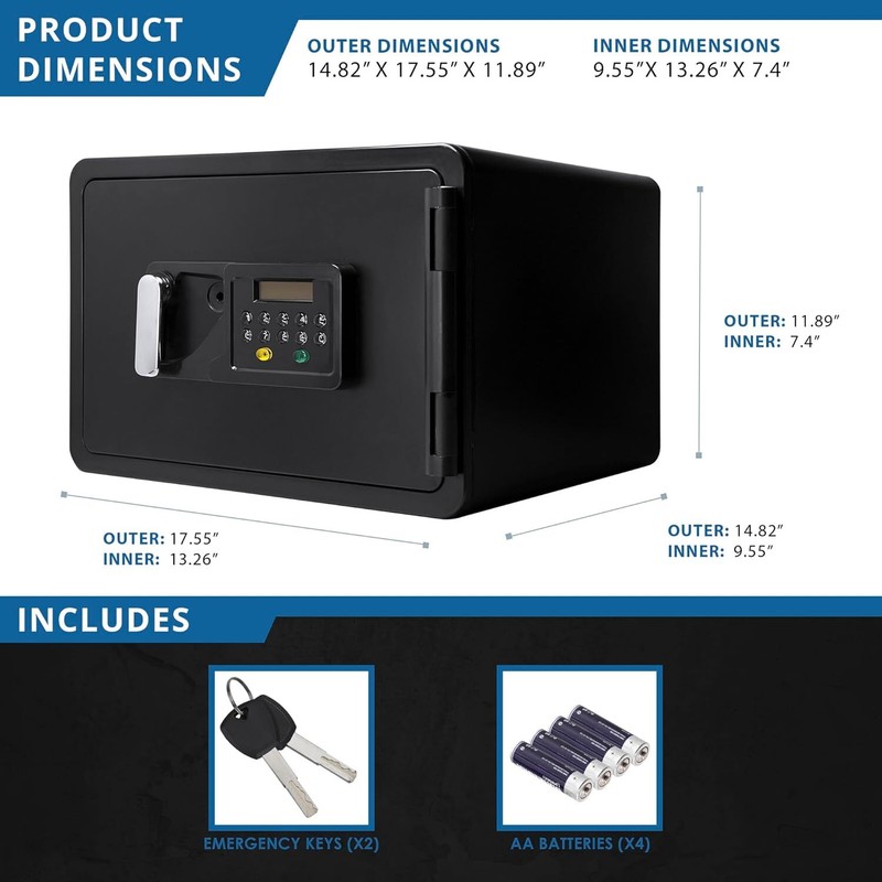 Barska Fire Proof Electronic Digital Lock Safe Home Office Security AX11902