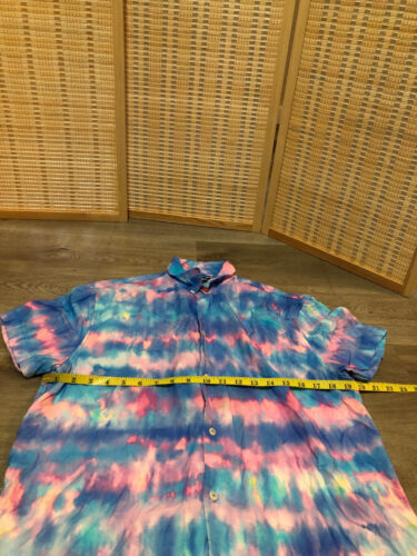 Chubbies Tropical Hawaiian Button Up Aloha Shirt Colorful Tye-Dye Large L Rayon - Bild 5 von 9
