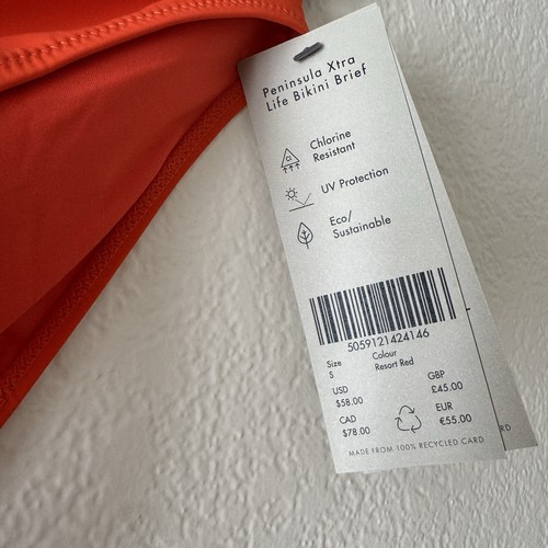 Nuovo slip bikini donna SWEATY BETTY Resort penisola rossa Xtra Life taglia media - Foto 2 di 6
