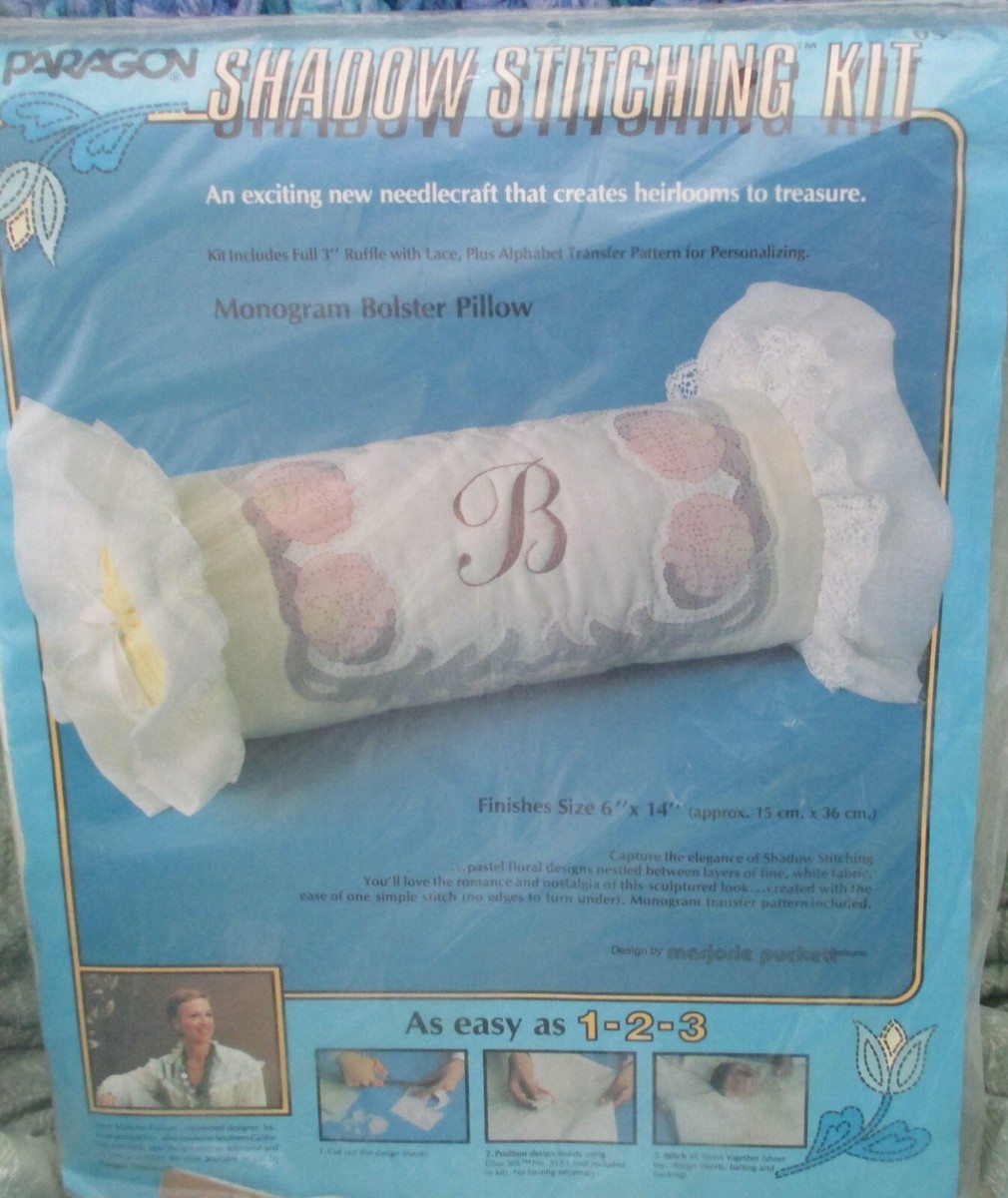 PARAGON SHADOW STITCHING KIT MONOGRAM BOLSTER PILLOW SEALED