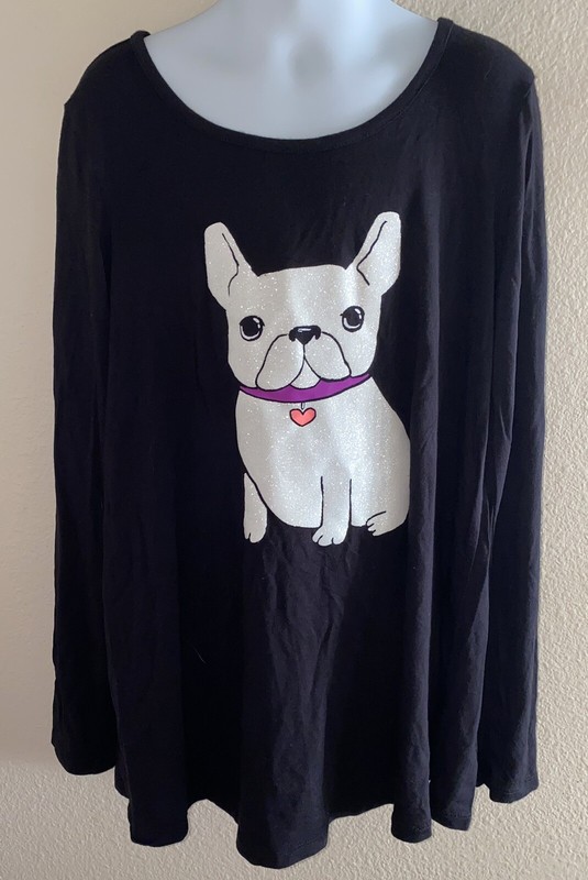 Justice Long Sleeve Top French Bulldog Size 10