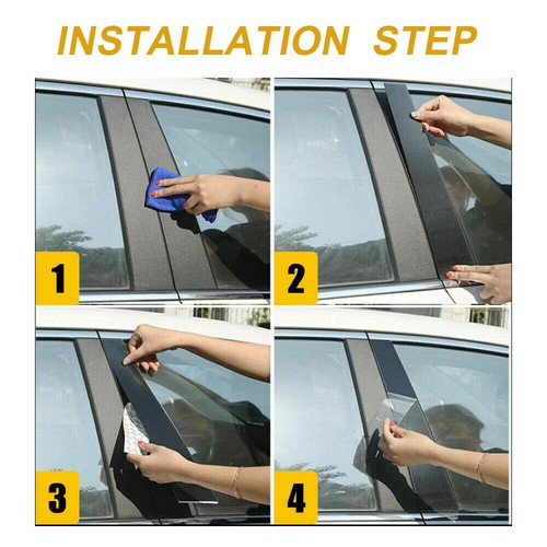 4pcs Glossy Black Pillar Post Window Door Cover For 2009-2018 Ram 1500 2500 3500 - Picture 10 of 10