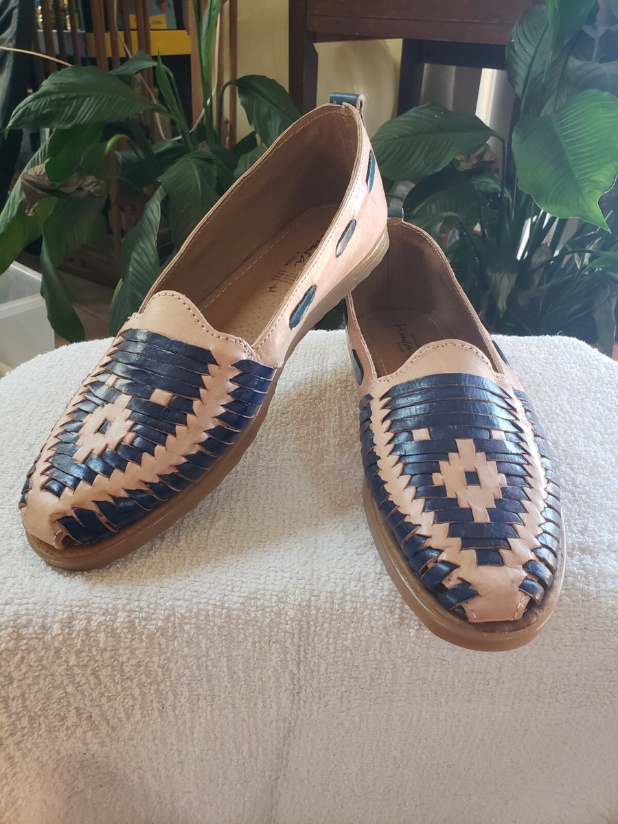 Womens' Creaciones Husa Mexican Sandals Leather Huaraches Brown/Blue Size  10 New