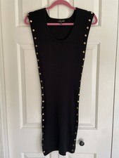 Love University 3X Black Ribbed Studded Sleeveless Dress Super Stretch