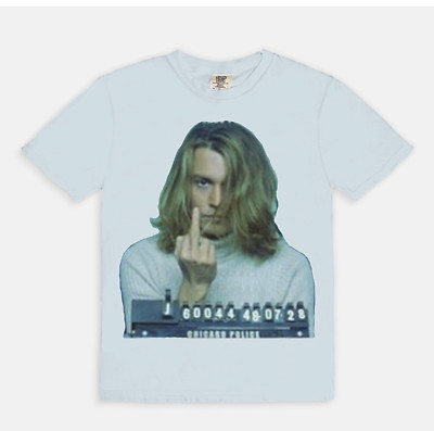 Blue Mug Shot George middle Finger Johnny Depp blow Women's Unisex Tee T-shirt
