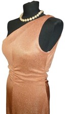 Talbots Women's Bronze Sleek Off the Shoulder Long Evening Prom Dress Uk 12 Eu 4