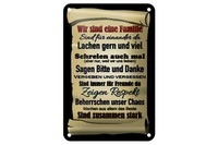 Blechschild Spruch 12X18 Cm Wir Sind Eine Familie Zusammen Deko Schild