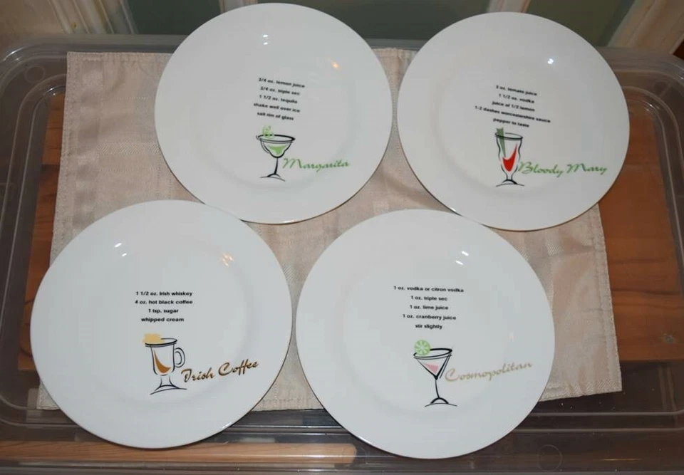 2 Libbey Cocktail Time (2 Boxes of 4 Plates) - 8 Different Drink Recipes 8" NIB - Image 3 of 4