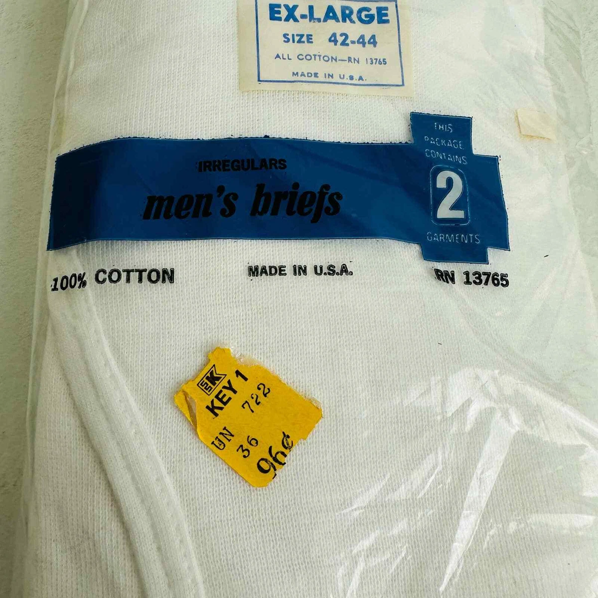 Vintage Kmart Mens Briefs Underwear White 2 Pack Size X-Large 42-44