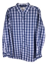 Lucky Brand Shirt Mens L Slim Fit Blue Cotton Blend Check Button Up Long Sleeve