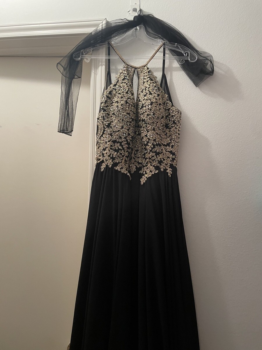 jeweled black dress Ava Presley 28564